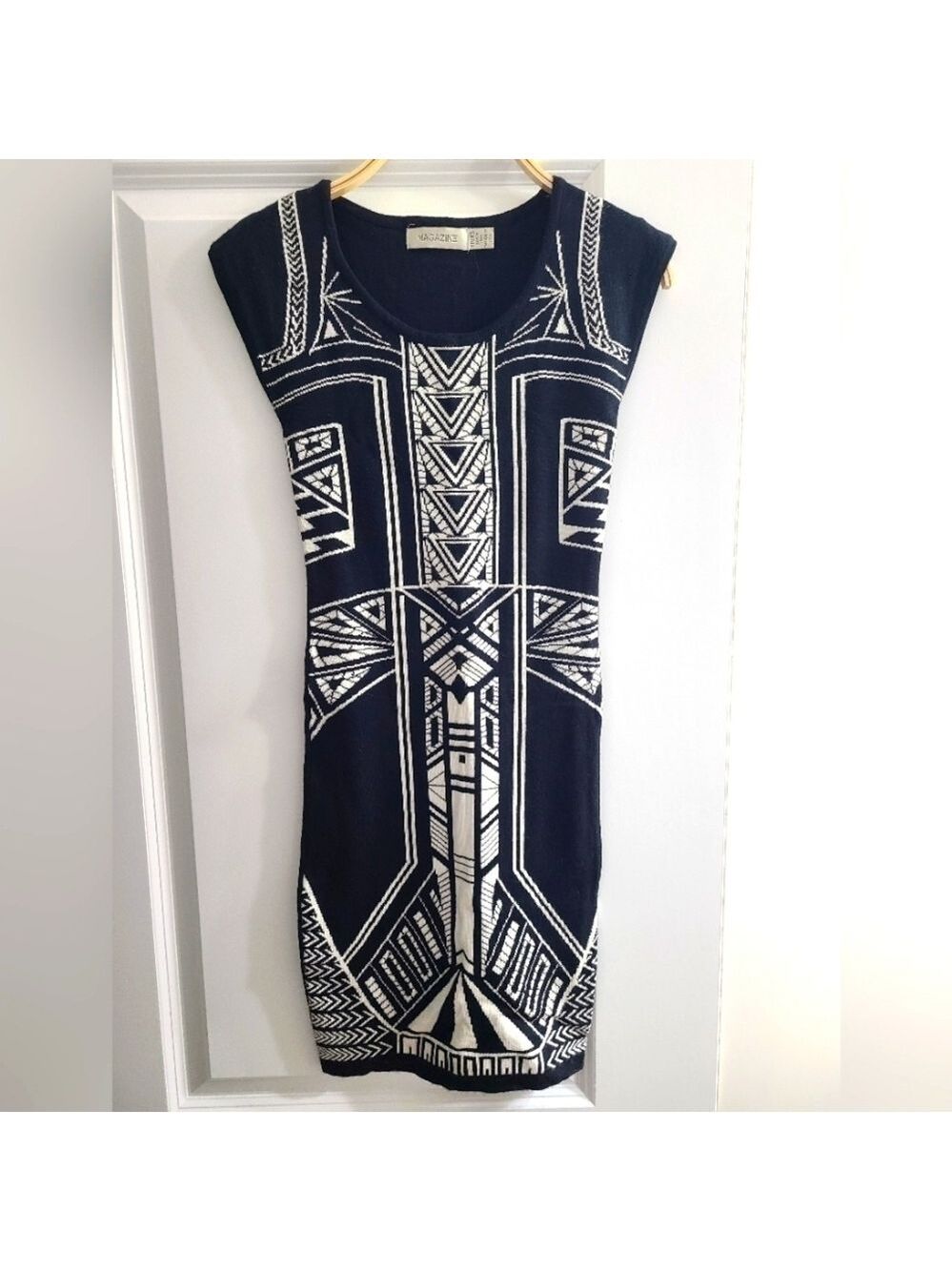MAGAZINE Black & White Short Sleeve Bodycon Dress Size XS